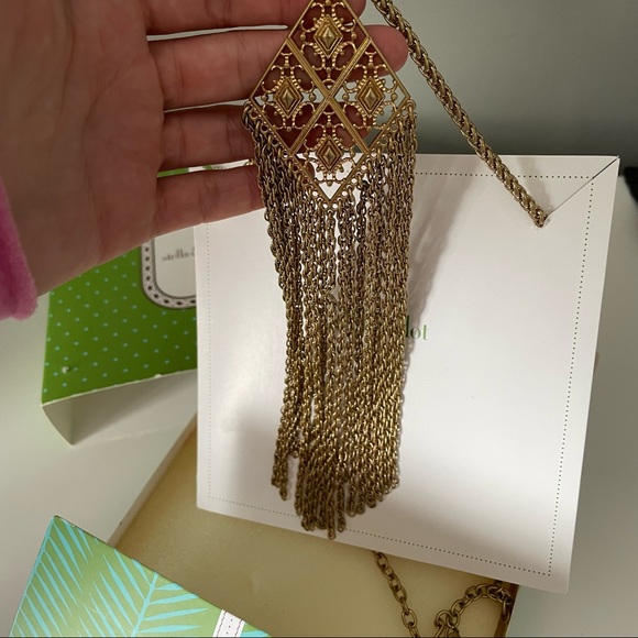 BNIB Stella & Dot tassel fringe statement gold brass necklace - Picture 3 of 3